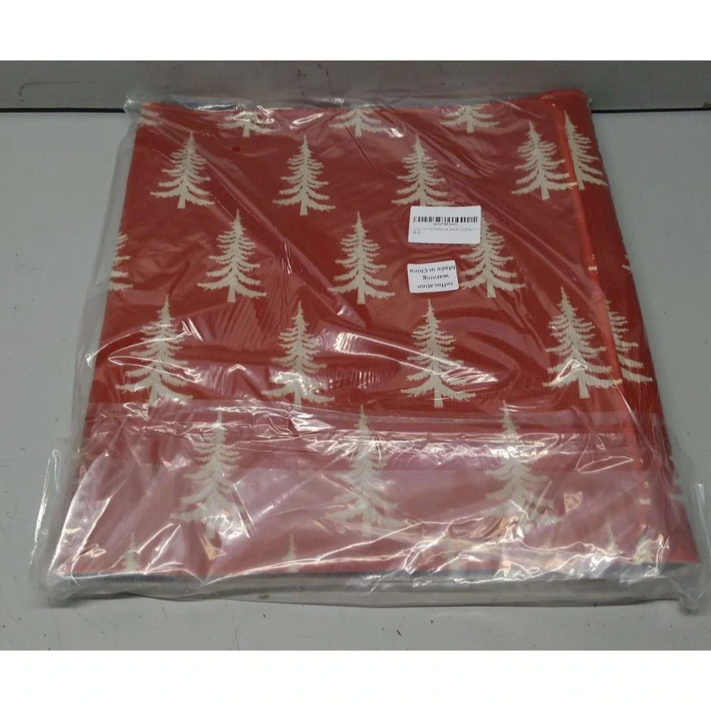 Christmas Kitchen Mat Set Of 2 With Red Christmas Trees White Christmas Mat Set